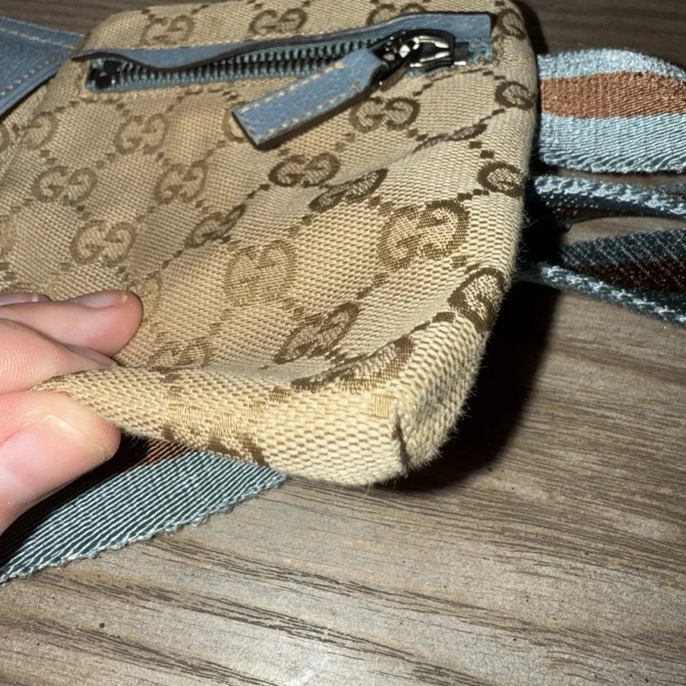 Gucci GG Monogram Web Double Pocket Belt Bag Ice Blue RARE color 162962-497717 - Picture 10 of 16